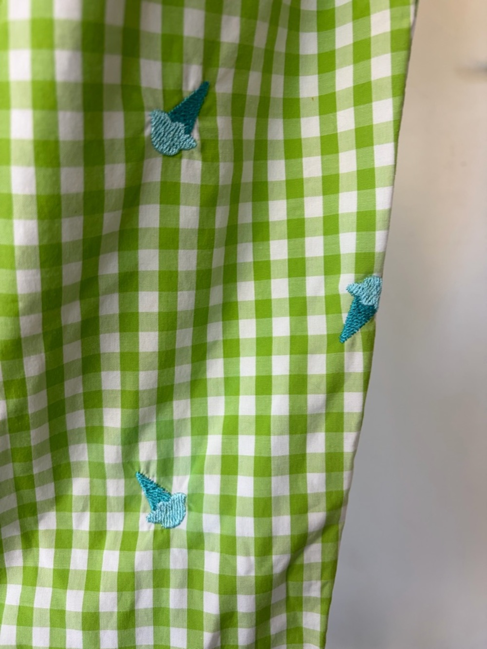 Lilly Pulitzer Gingham Cropped Pants, Green/blue cones, 0 (fits like 2), EUC - Picture 9 of 9